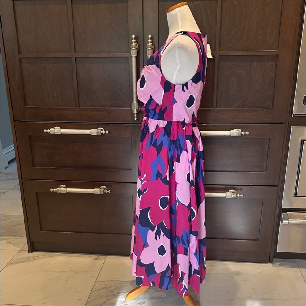 NWT! Banana Republic Purple Floral Poplin Shirred Dress - Picture 7 of 8
